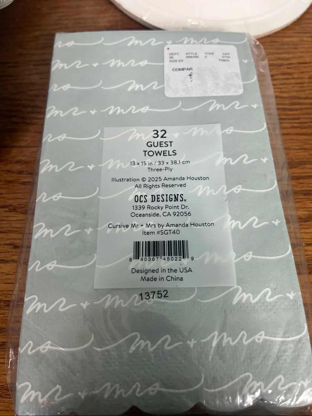 Wedding napkins plates